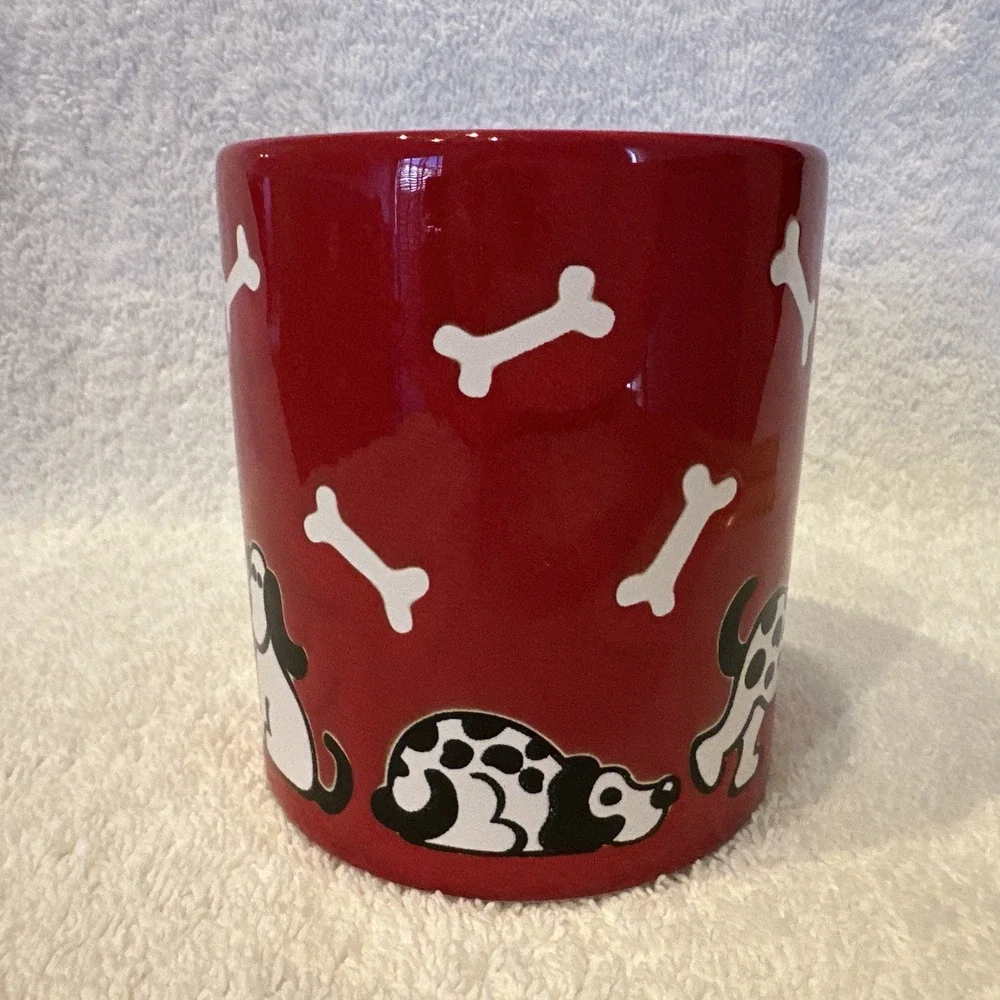 Waechtersbach Germany Ceramic Coffee Mug w/ White & Black Dogs Bone 3.75 X 3.25" - Picture 2 of 8